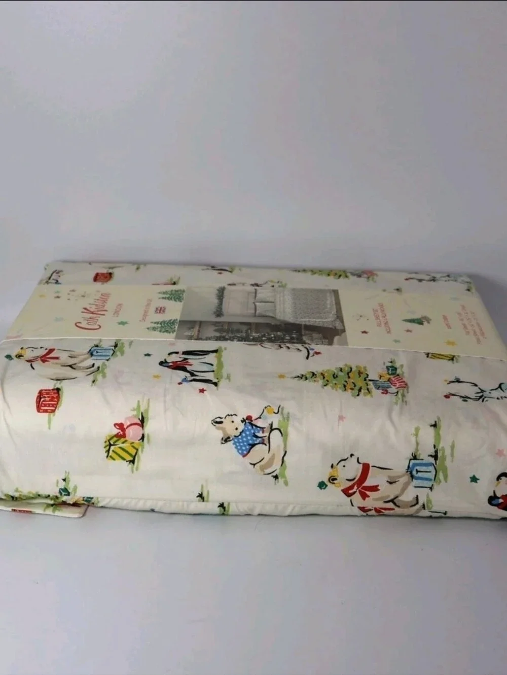Cath Kidston London Full Size Sheet Set, Christmas Animals Cream, 100% Cotton